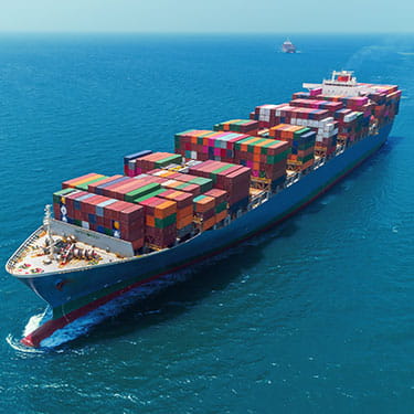 Aerial view of a large ocean cargo ship